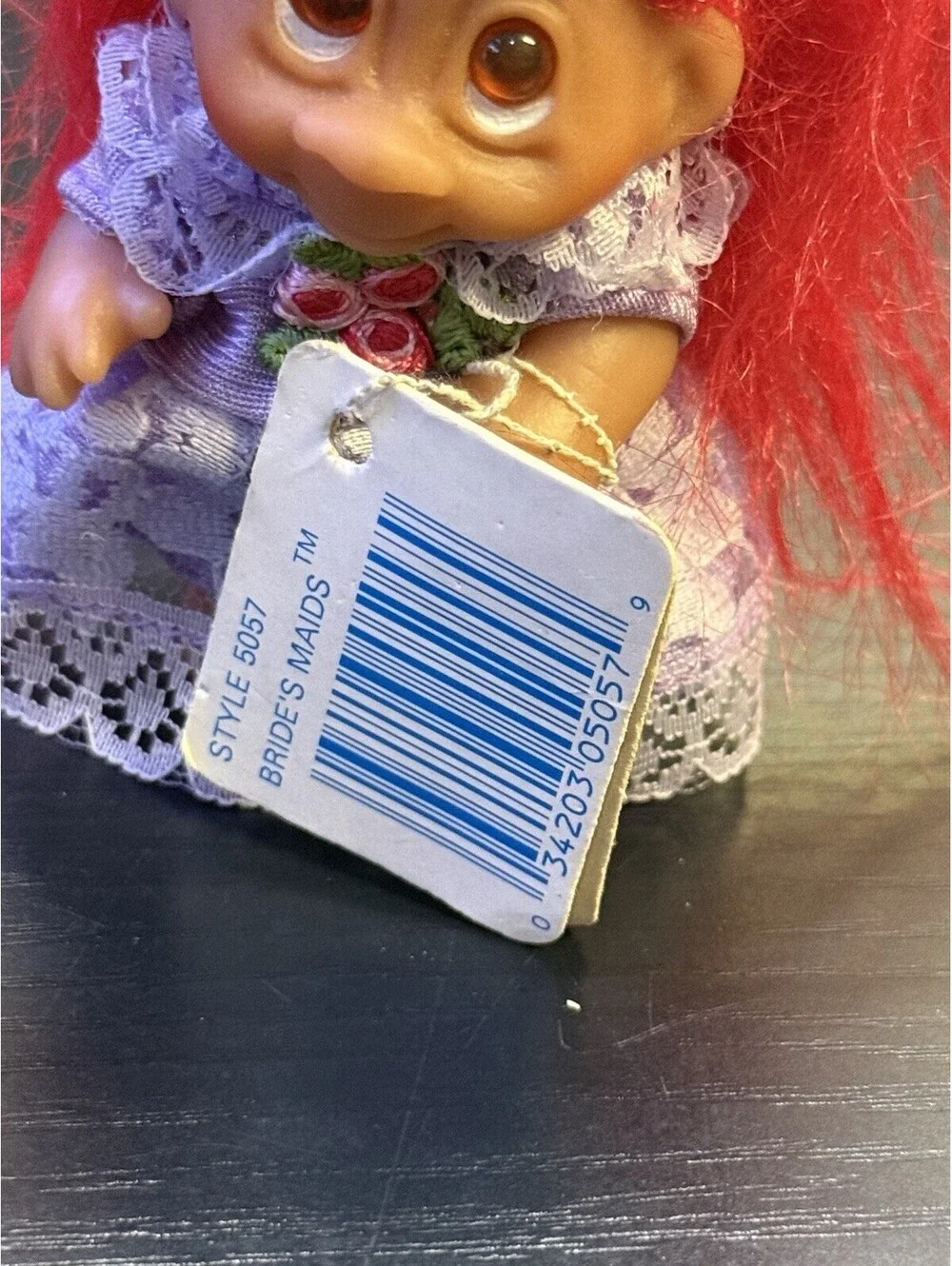 Vintage DAM Norfin Bride’s Maid Troll Doll Style 5057 Red Hair Tag 5in